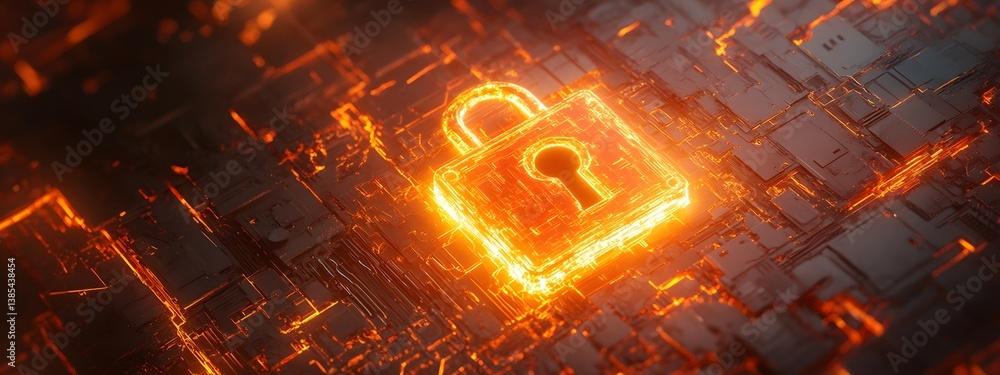 Poster abstract background of virtual padlock symbolizes the importance of cybersecurity, the idea of ​​fut