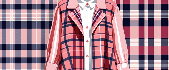 Plaid pattern in blushing pink clothing in illustration background