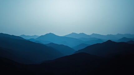 Obraz premium Distant Blue Mountain Range Silhouette