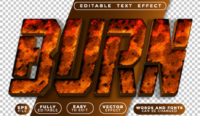Burn Fire Blaze Orange Fully Editable Vector Text File