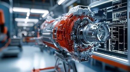 Fototapeta premium Cutting-Edge Engineering: A Glimpse into the Complex Mechanisms of Advanced Machinery in a Modern Factory Setting