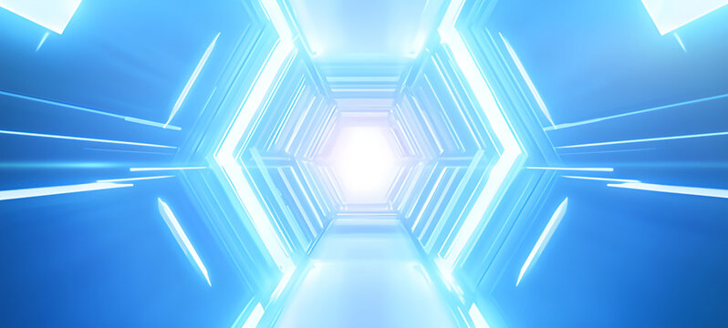 abstract blue tunnel
