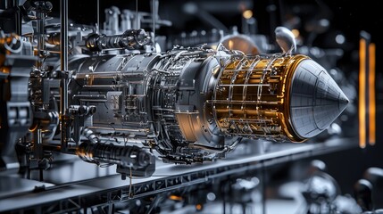 Fototapeta premium Futuristic Jet Engine: A Masterpiece of Engineering