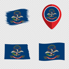 North Dakota State Flag Icon Set.