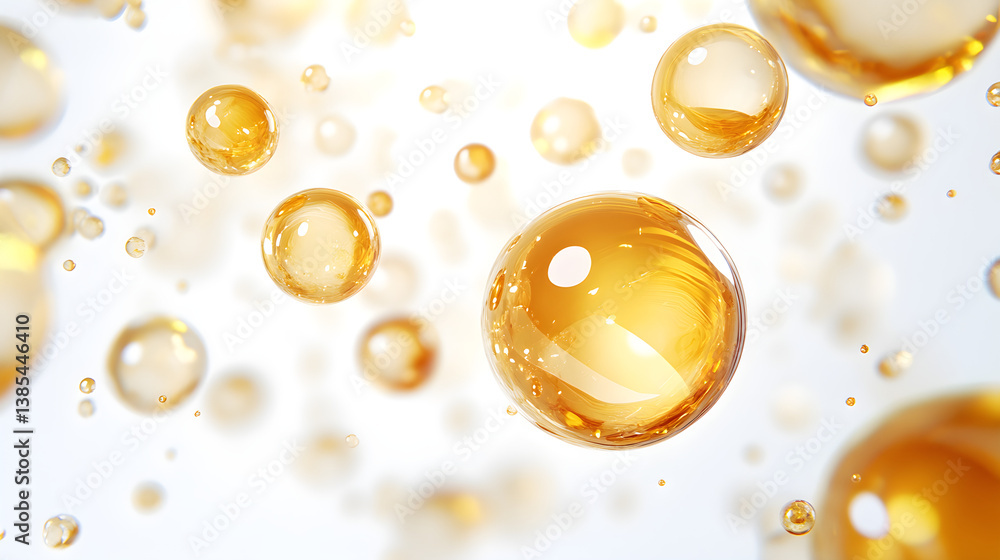 Poster golden spheres floating in an abstract composition
