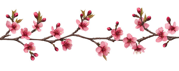 Naklejka premium Delicate pink blossom branch isolated transparent background perfect for spring designs and floral decorations