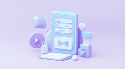 Pastel mobile app interface design mock-up