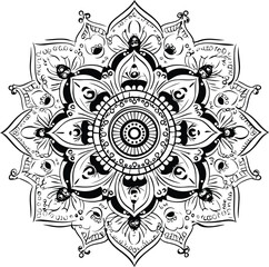 Mandala black and white abstract background