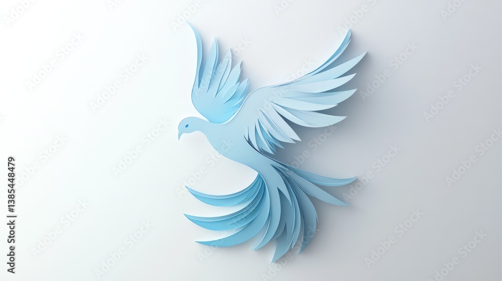 Aufkleber abstract paper dove in flight against a plain background. potential stock use conceptual image