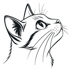 Minimalist Cat Face Vector Art in Black and White