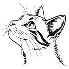 Minimalist Cat Face Vector Art in Black and White