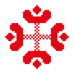 Early slavic symbol of divination. Pagan traditions, fortune-telling, augury, sortilege and spiritual essence. Traditional red and white colors.