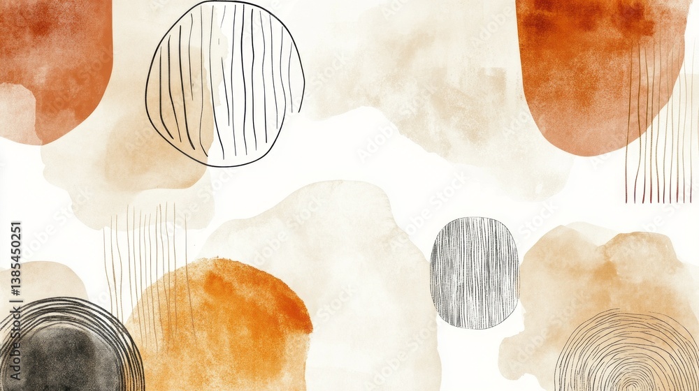 Poster Soft hues blend harmoniously with bold lines in an artistic display, creating a soothing atmosphere perfect for modern interiors. The organic forms invite reflection and inspiration