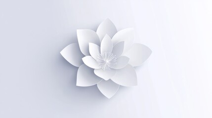 Elegant white paper flower on a plain background.  Possible use greeting card, wallpaper, or design inspiration