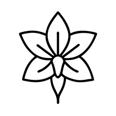 amaryllis flower vector icon, simple black outline line icon of amaryllis flower, flower vector line art icon