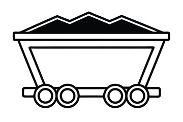 Mine coal wagon icon silhouette, Mine coal wagon icon, Simple illustration of mine coal wagon vector icon for web design isolated on white background.