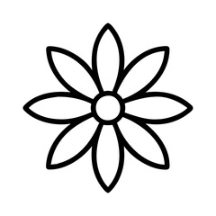 black eyesusand flower vector icon, simple black outline line icon of black eyesusand flower, flower vector line art icon