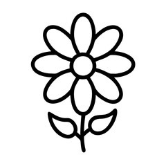 calendula flower vector icon, simple black outline line icon of calendula flower, flower vector line art icon