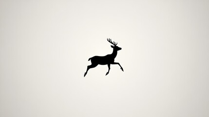 Obraz premium Running deer silhouette, neutral background, graphic design, possible use as logo or website element