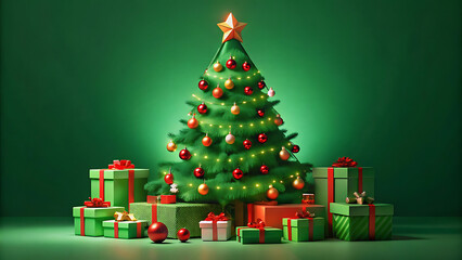 Christmas tree with presents and festive decorations