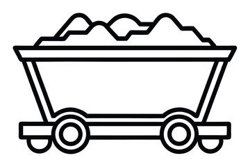 Mine coal wagon icon silhouette, Mine coal wagon icon, Simple illustration of mine coal wagon vector icon for web design isolated on white background.