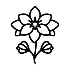 coral bells flower vector icon, simple black outline line icon of coral bells flower, flower vector line art icon