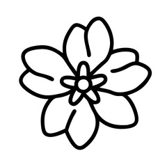 creeping phlox flower vector icon, simple black outline line icon of creeping phlox flower, flower vector line art icon