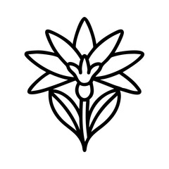 crocosmia flower vector icon, simple black outline line icon of crocosmia flower, flower vector line art icon