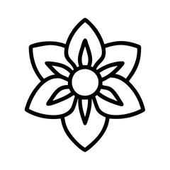 daffodil flower vector icon, simple black outline line icon of daffodil flower, flower vector line art icon