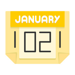 2 January Flat Style Icon