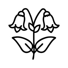 foxglove flower vector icon, simple black outline line icon of foxglove flower, flower vector line art icon