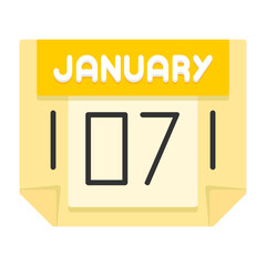 7 January Flat Style Icon
