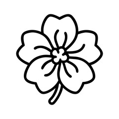 geranium flower vector icon, simple black outline line icon of geranium flower, flower vector line art icon