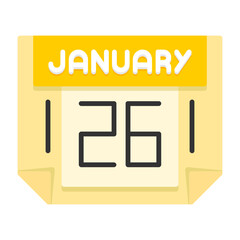 26 January Flat Style Icon