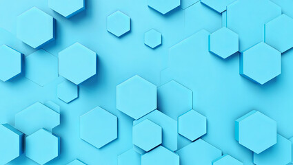 This abstract blue background showcases artistic hexagonal shapes, ideal for web design, branding, or digital art projects, conveying modernity and creativity