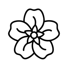 impatiens flower vector icon, simple black outline line icon of impatiens flower, flower vector line art icon