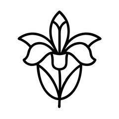 iris flower vector icon, simple black outline line icon of iris flower, flower vector line art icon