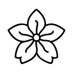 jasmine flower vector icon, simple black outline line icon of jasmine flower, flower vector line art icon