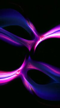 Cosmic abstract wallpaper with vibrant pink and blue shapes on black background. Futuristic digital art for smartphone lockscreen or desktop background