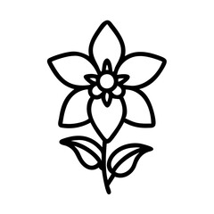 Obraz premium larkspur flower vector icon, simple black outline line icon of larkspur flower, flower vector line art icon