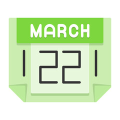22 March Flat Style Icon