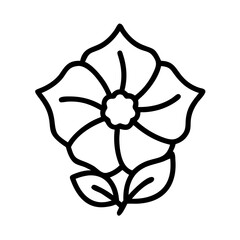 morning glory flower vector icon, simple black outline line icon of morning glory flower, flower vector line art icon