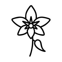 nasturtium flower vector icon, simple black outline line icon of nasturtium flower, flower vector line art icon