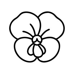 pansy flower vector icon, simple black outline line icon of pansy flower, flower vector line art icon
