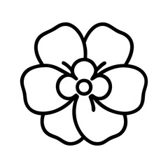 pansy flower vector icon, simple black outline line icon of pansy flower, flower vector line art icon