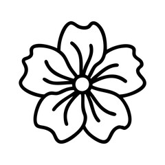 petunia flower vector icon, simple black outline line icon of petunia flower, flower vector line art icon