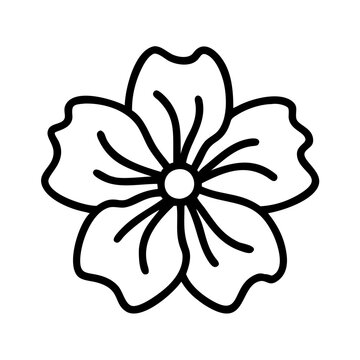 recommend clip art: petunia flower vector icon, simple black outline line icon of petunia flower, flower vector line art icon