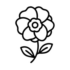 ranunculus flower vector icon, simple black outline line icon of ranunculus flower, flower vector line art icon