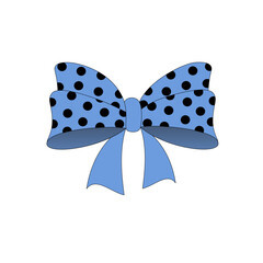 blue ribbon bow polkadot