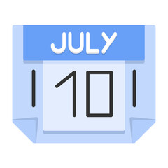 10 July Flat Style Icon